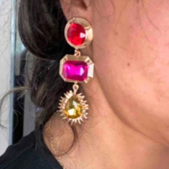 Glorious Gem Stone Drop Pierced Earrings! - Picture 8 of 8